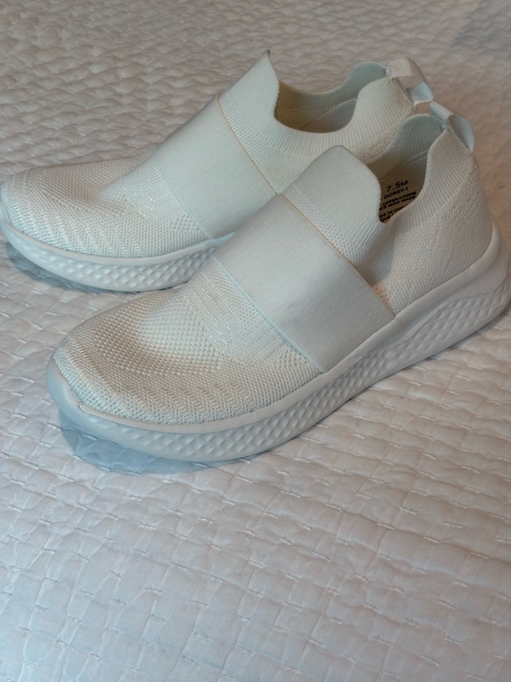 Cushionaire White Slip-On Knit Sneakers